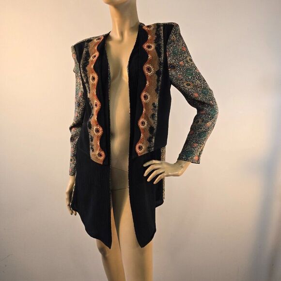 Beverly Rose Open Front Tunic Top Vintage 1980s  Size Medium Made In USA - Picture 6 of 10